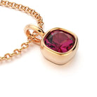 collier byzance pour femme en or rose avec  rhodolite coussin
