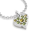 Collier coeur en argent avec citrines et péridots 