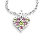 Collier coeur en argent avec rhodolites et péridots 