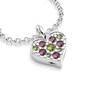 Collier coeur en argent avec rhodolites et péridots 