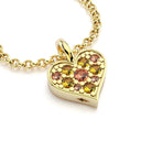 Collier coeur en or jaune avec saphirs pêches et saphirs jaunes