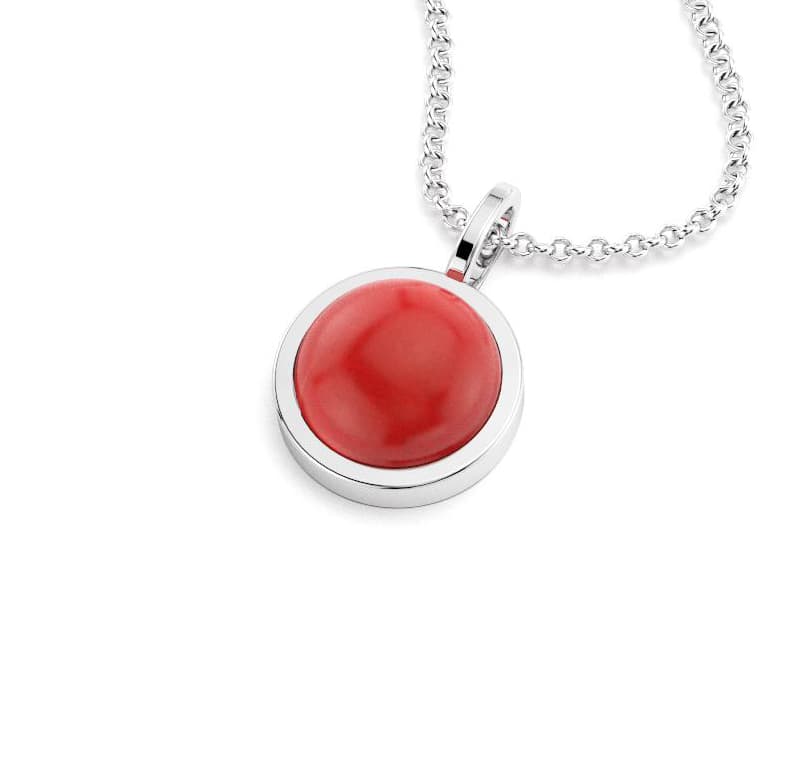 Collier Noé argent massif personnalisable avec choix pierre fine cabochon arrondi 12mm Cornaline