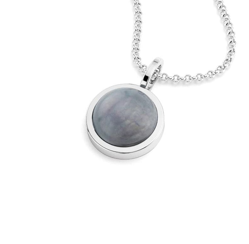 Collier Noé argent massif personnalisable avec choix pierre fine cabochon arrondi 12mm