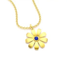 collier paquerette pour femme en or jaune avec saphir bleu