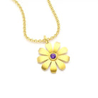 collier paquerette pour femme en or jaune avec saphir violet