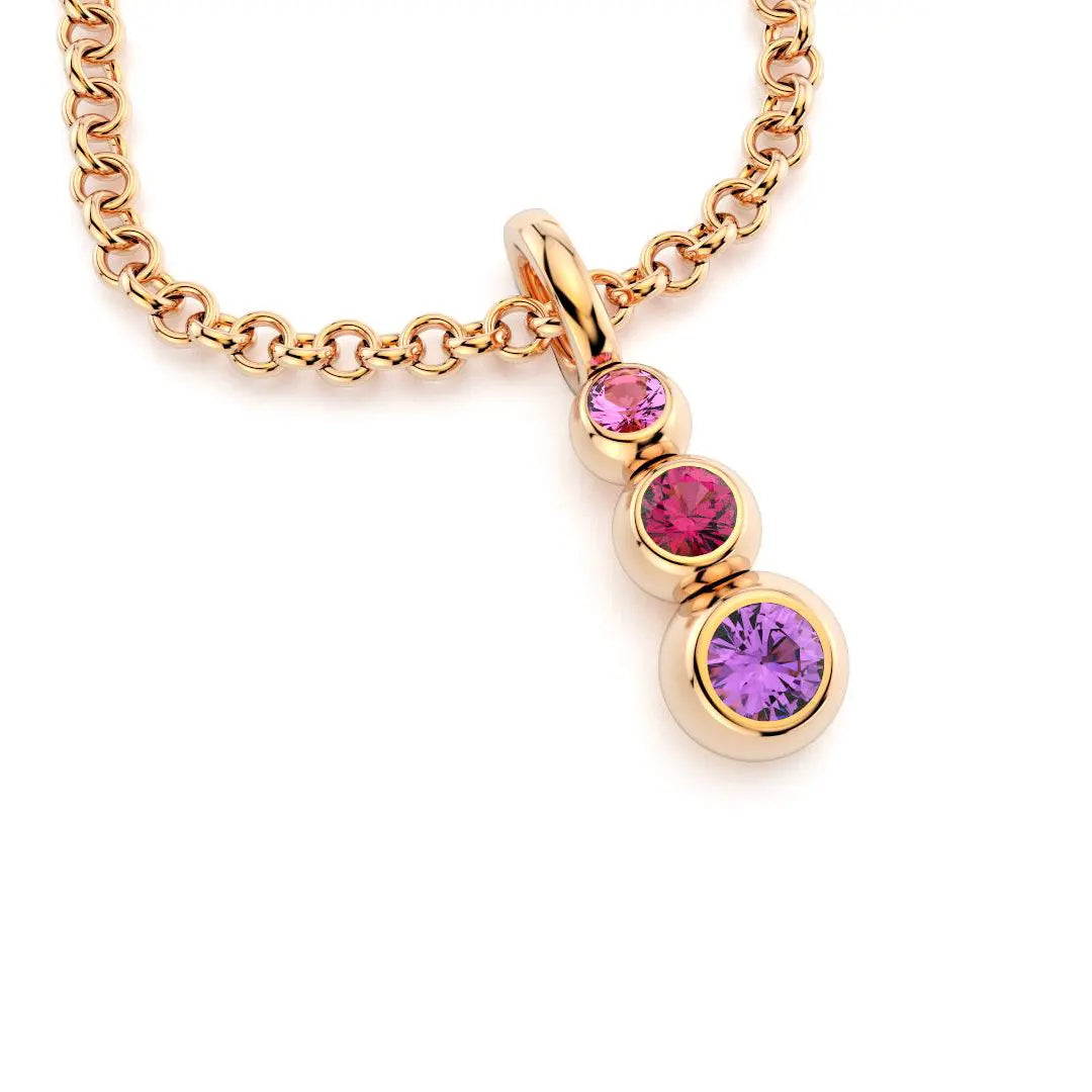 collier volga pour femme en or rose saphir rose rubis saphir violet
