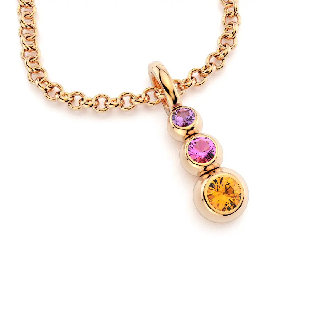 collier volga pour femme en or rose saphir violet saphir rose grenat mandarin
