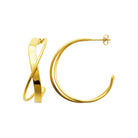 Boucles d’oreilles créoles croisées en acier PVD doré
