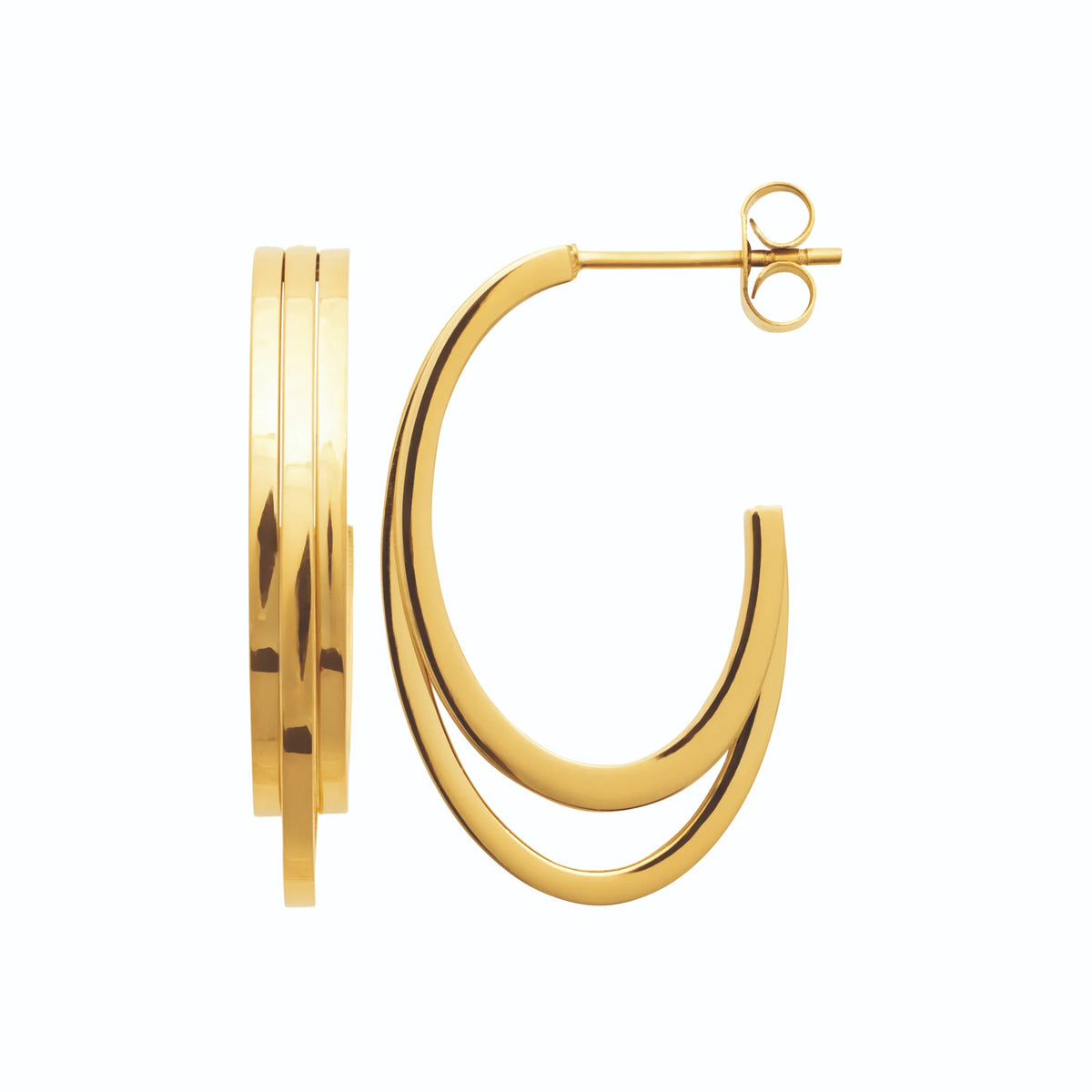 Boucles d’oreilles créoles double cercle en acier PVD doré