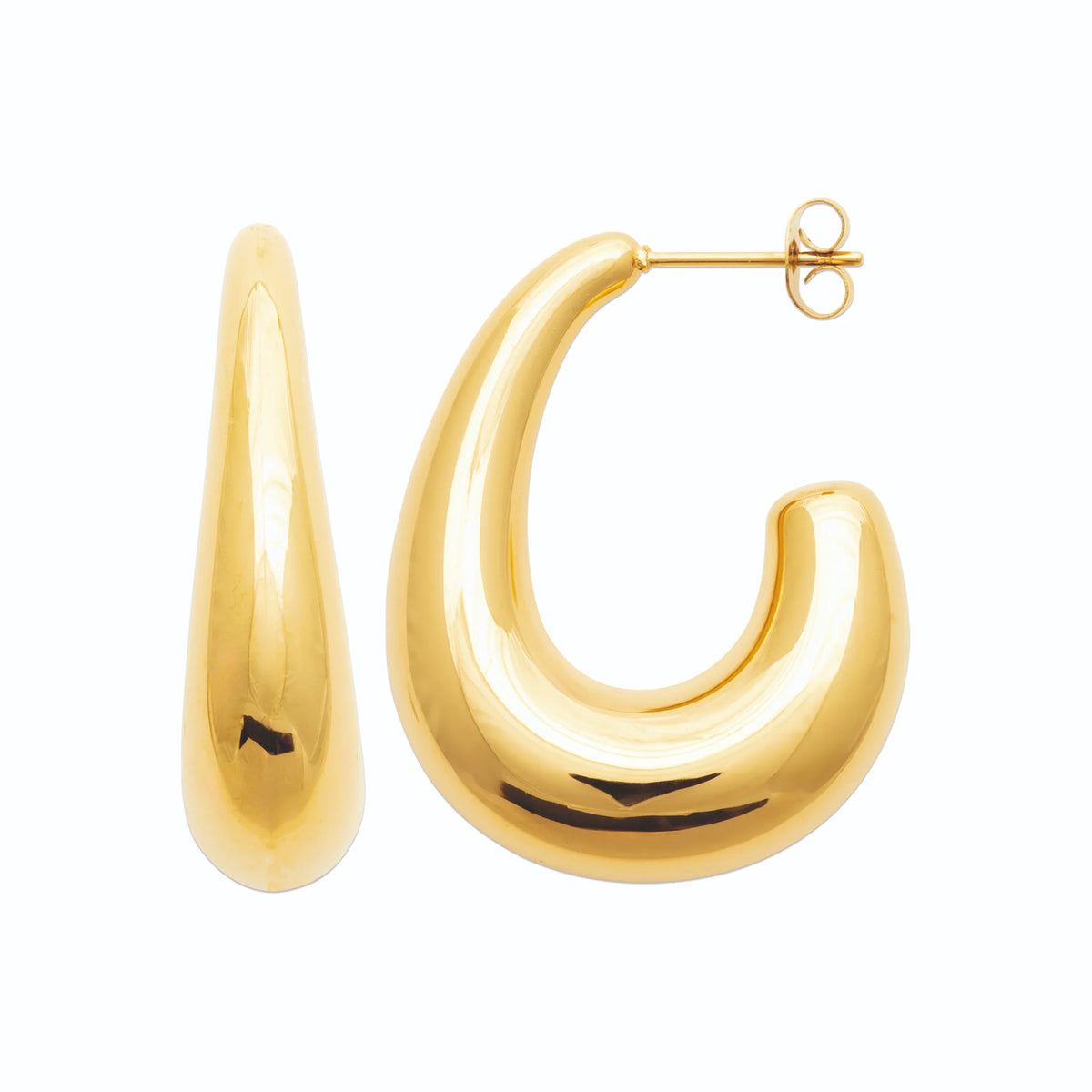 Boucles d’oreilles créoles goutte en acier PVD doré