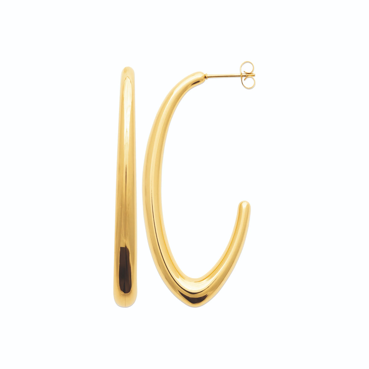 Boucles d’oreilles créoles ovales allongées en acier PVD doré