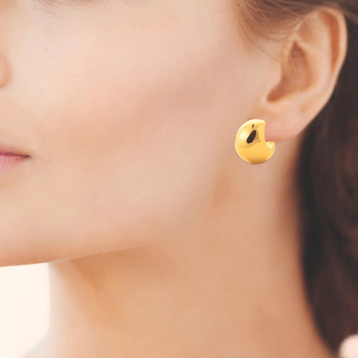Boucles d’oreilles demi-créoles bulle en acier PVD doré