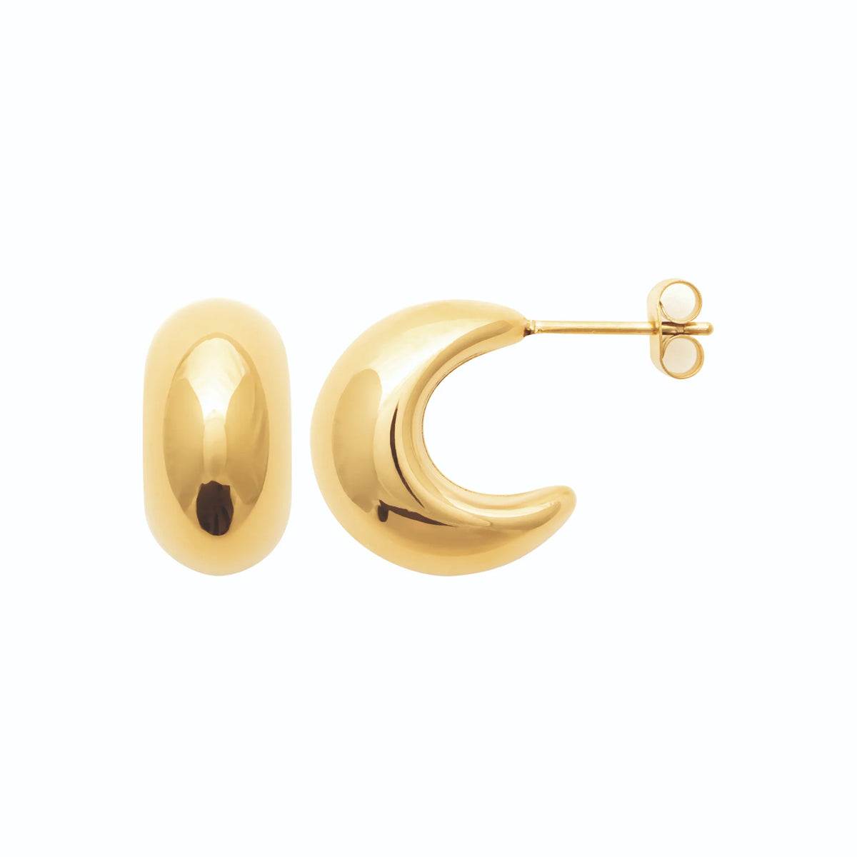 Boucles d’oreilles demi-créoles croissant en acier PVD doré