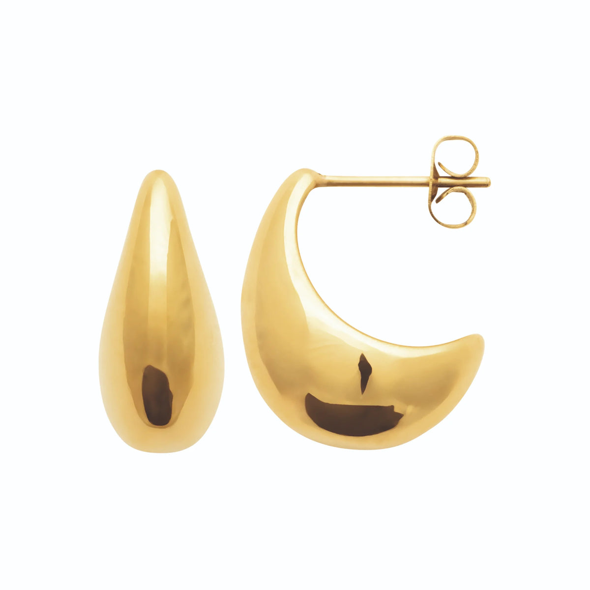 Boucles d’oreilles demi-créoles dôme en acier PVD doré