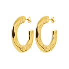 Boucles d'oreilles Demi-Créoles "Cordage Solaire" en PVD Doré (Fermoir Papillon)