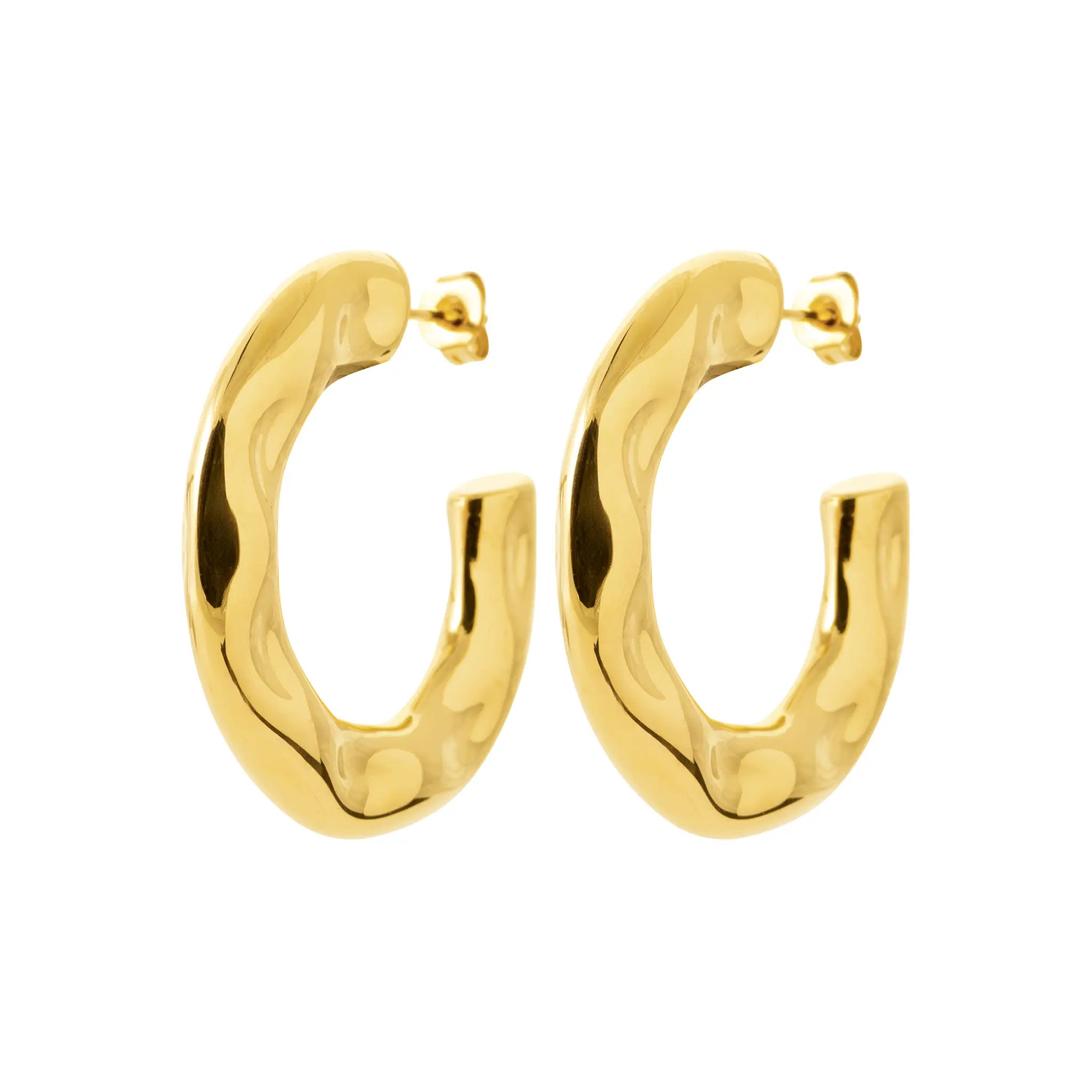 Boucles d'oreilles Demi-Créoles "Cordage Solaire" en PVD Doré (Fermoir Papillon)