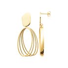 Boucles d'oreilles Pendantes "Éventail Ovale" en PVD Doré (Fermoir Papillon)