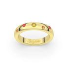 Bague femme or jaune 18 carats avec 5 Saphirs (Jaune Rose Orangé)