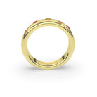 Bague femme or jaune 18 carats avec 5 Saphirs (Jaune Rose Orangé)