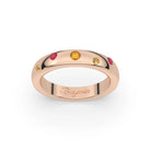 Bague femme or rose 18 carats avec 5 Saphirs (Jaune Rose Orangé)