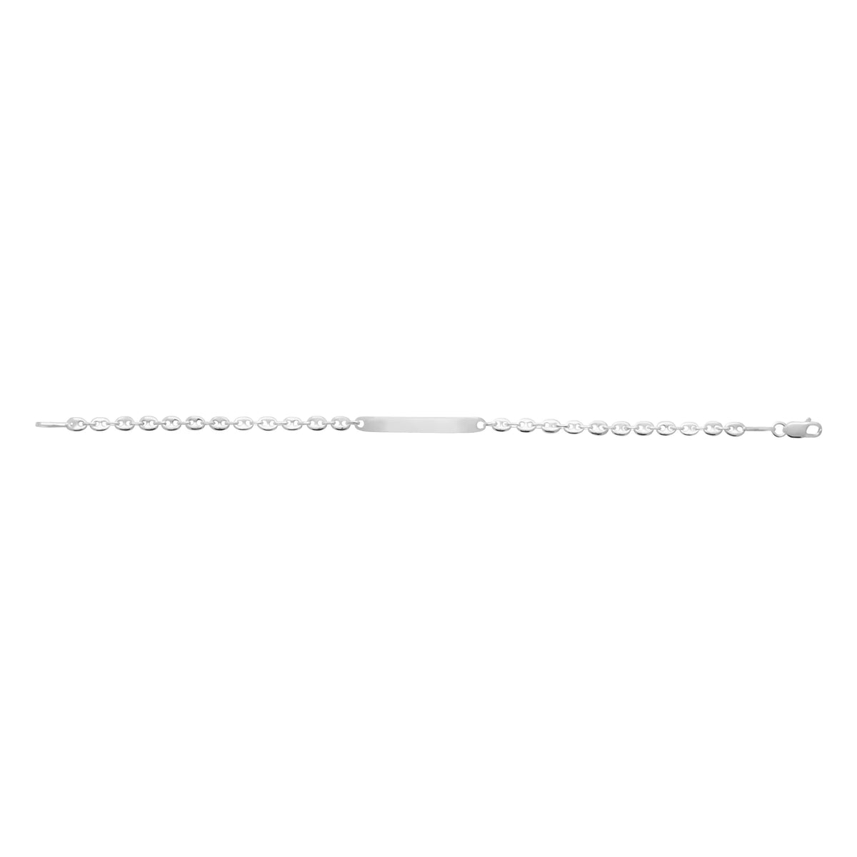 Gourmette identité argent 925 rhodié, maille gourmette 3,7 mm, 18 cm