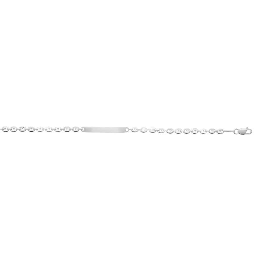 Gourmette identité argent 925 rhodié, maille gourmette 3,7 mm, 18 cm, vue de face