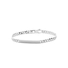 Gourmette identité argent 925 rhodié, maille gourmette 4 mm, 18 cm