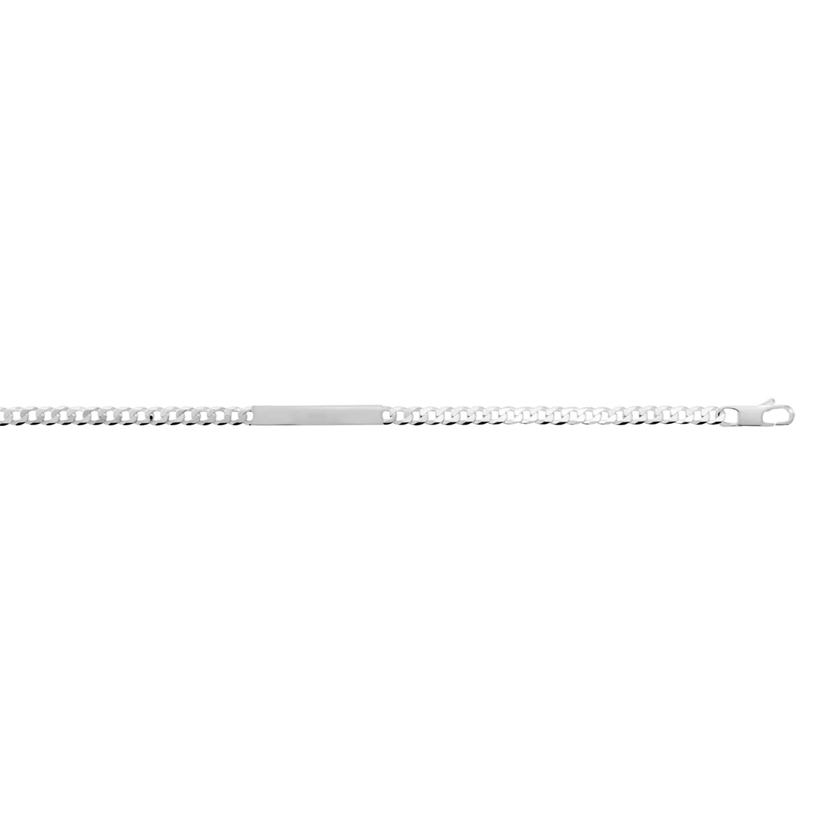 Gourmette identité argent 925 rhodié, maille gourmette 4 mm, 18 cm