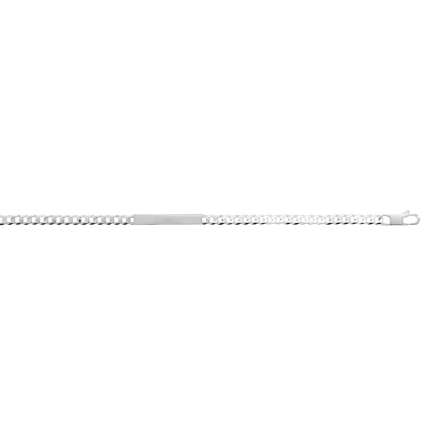 Gourmette identité argent 925 rhodié, maille gourmette 4 mm, 18 cm, vue de face
