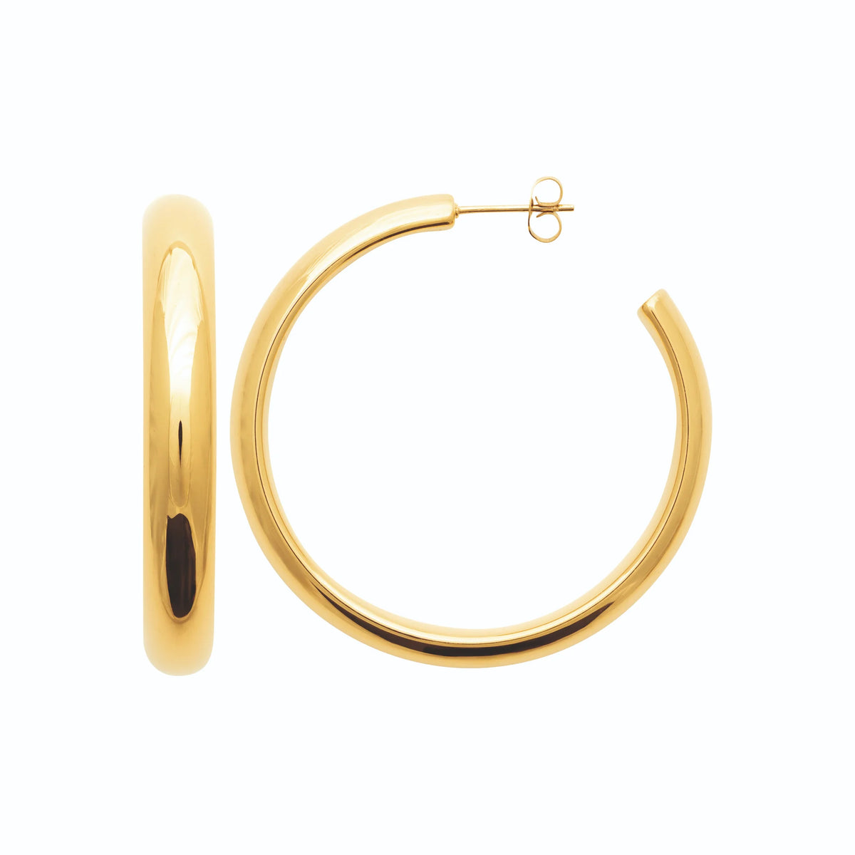 Boucles d’oreilles grandes créoles 47 mm en acier PVD doré