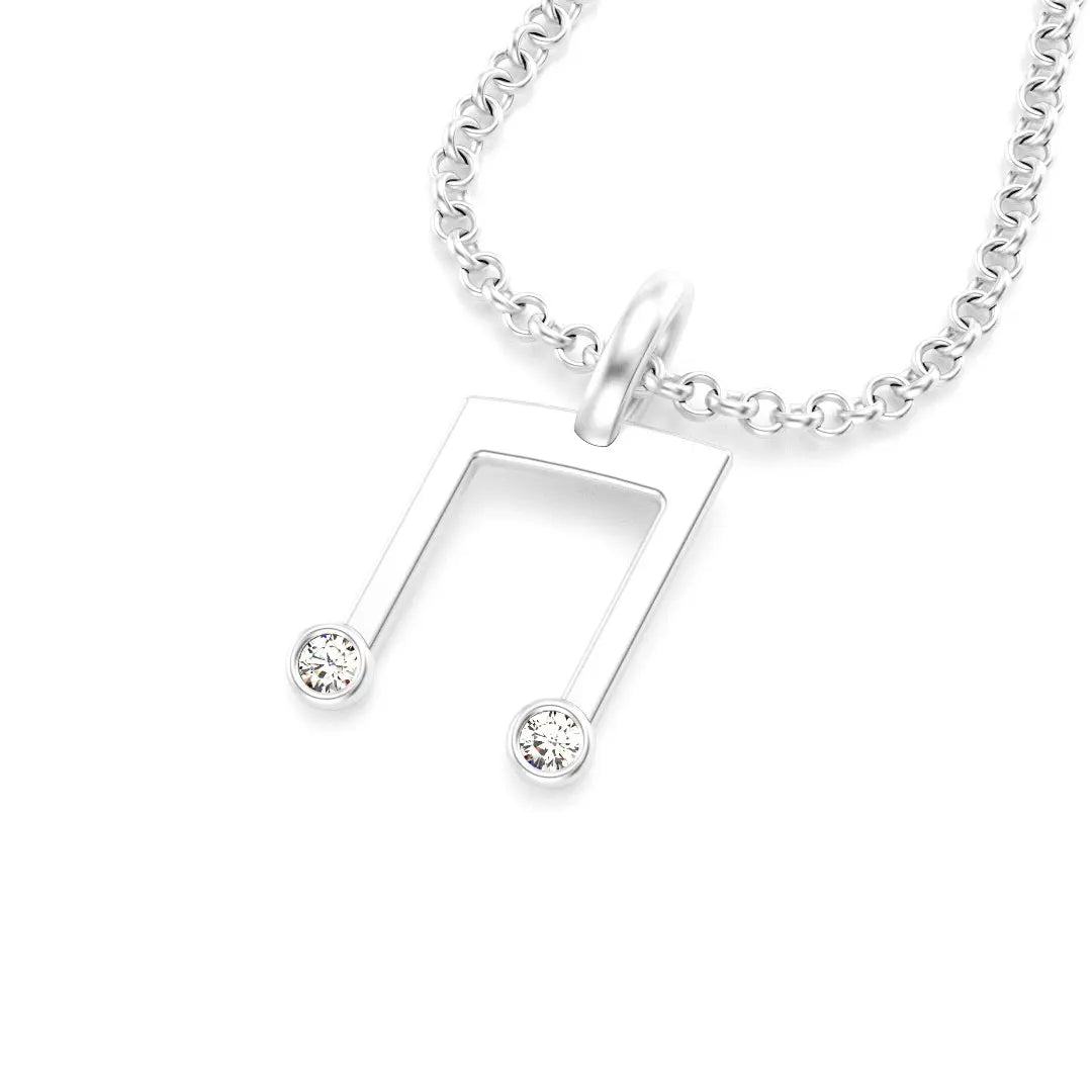 Collier Note de Musique Argent 950 Diamant