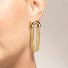 Boucles d’oreilles pendantes arche et chaînes en acier PVD doré