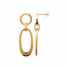 Boucles d’oreilles pendantes cercle et ovale en acier PVD doré
