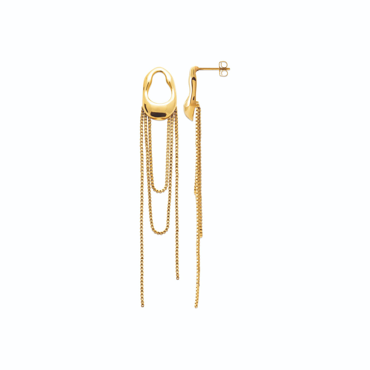 Boucles d’oreilles pendantes chaînes étagées en acier PVD doré