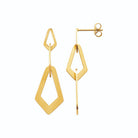 Boucles d’oreilles pendantes losanges ajourés en acier PVD doré