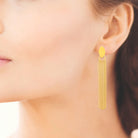 Boucles d’oreilles pendantes navette et franges de chaînes en acier PVD doré