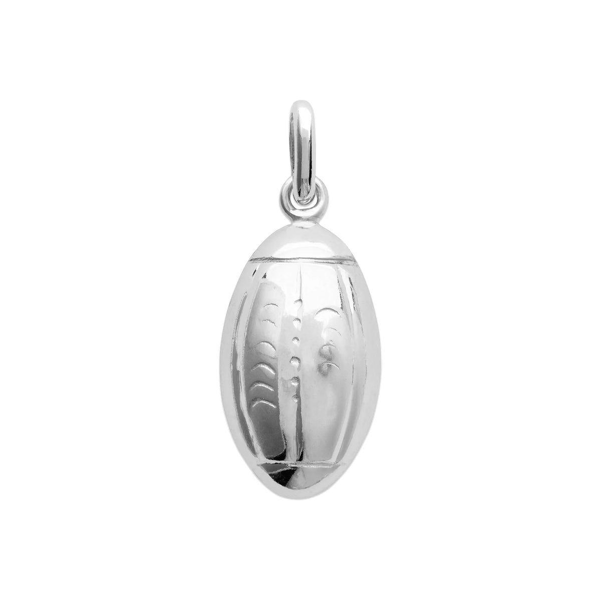 Pendentif ballon de rugby en argent rhodié