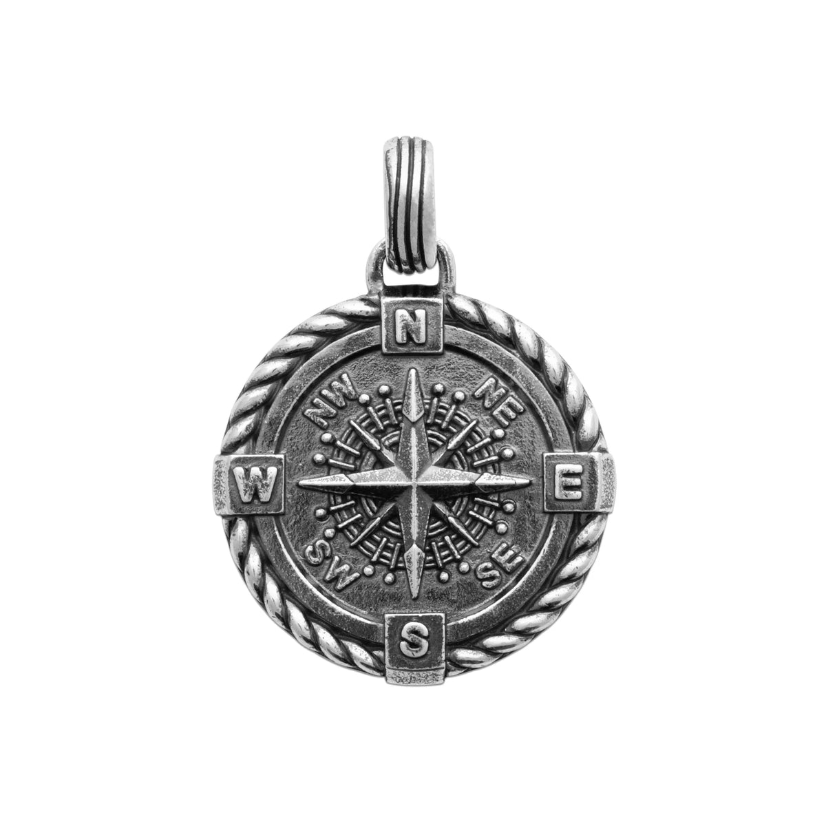 Pendentif boussole en argent 925 homme