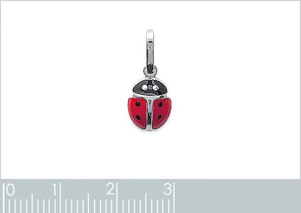 Pendentif coccinelle enfant en argent 925 rhodié, vue de face