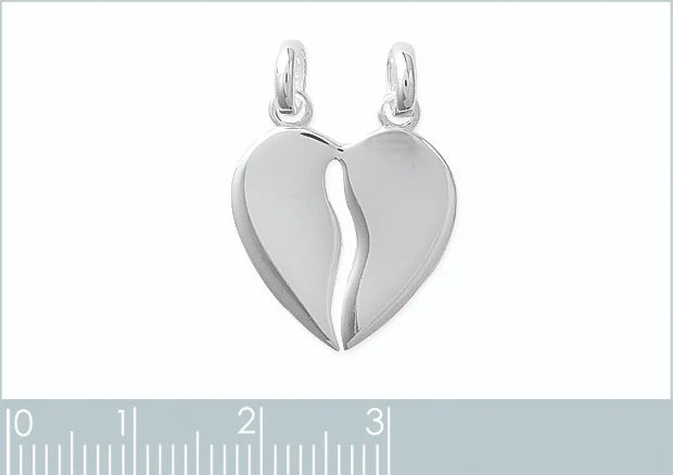 Pendentif cœur à partager en argent 925 rhodié