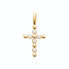 Pendentif croix à boules serties de zircons en plaqué or