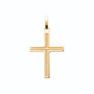 Pendentif croix bordée de cordelette en plaqué or