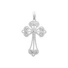 Pendentif croix filigranée en argent rhodié