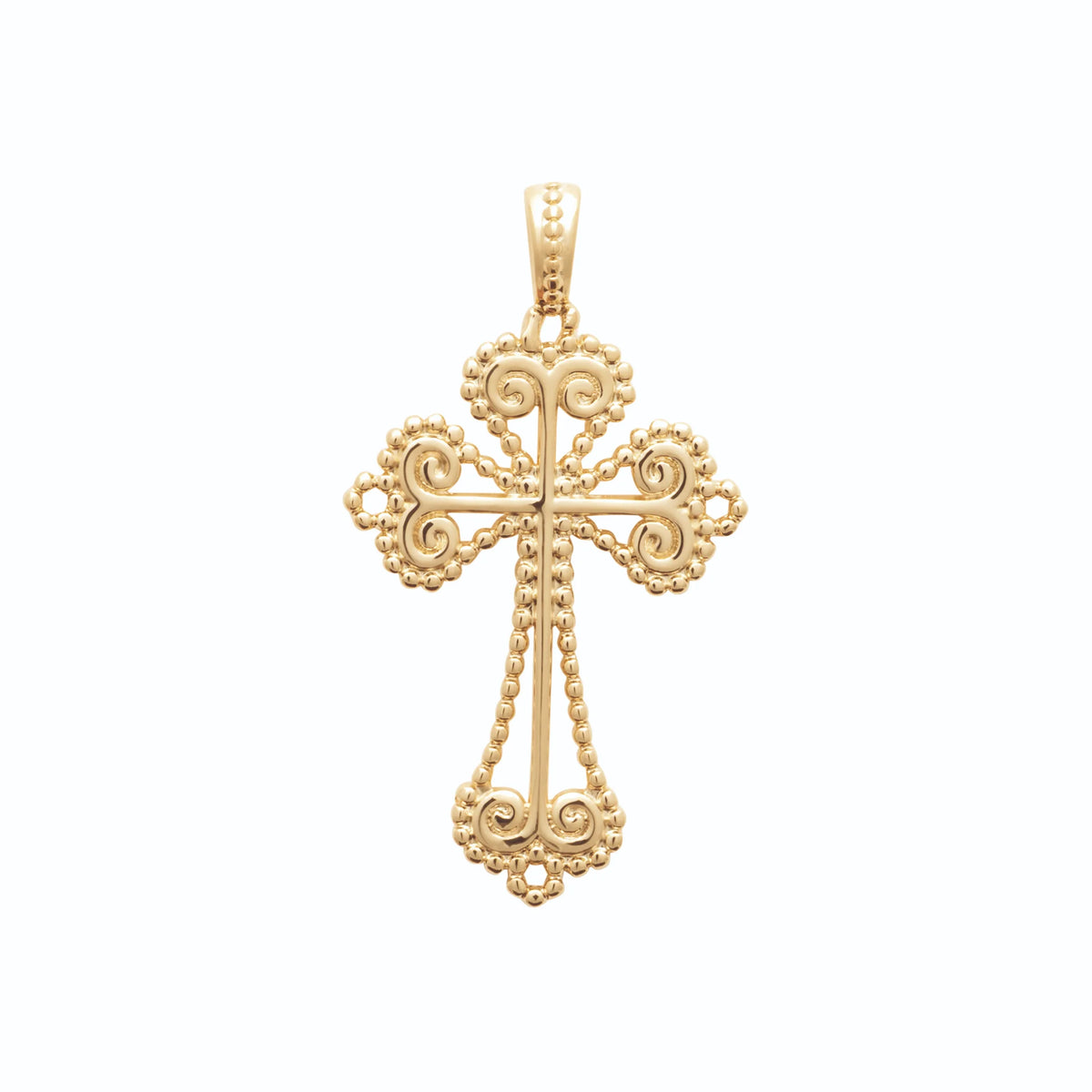 Pendentif croix filigranée en plaqué or