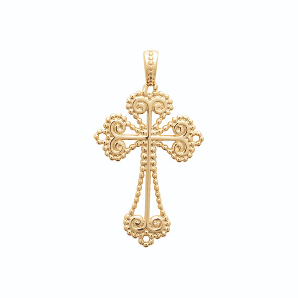 Pendentif croix filigranée en plaqué or