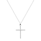 Pendentif croix fine torsadée en argent rhodié vu de profil