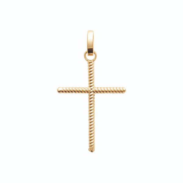 Pendentif croix fine torsadée en plaqué or