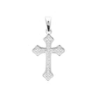 Pendentif croix fleurdelisée pavée de zircons en argent rhodié