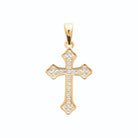 Pendentif croix fleurdelisée pavée de zircons en plaqué or