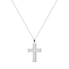 Pendentif croix pavée de zircons en argent 925 vu de profil
